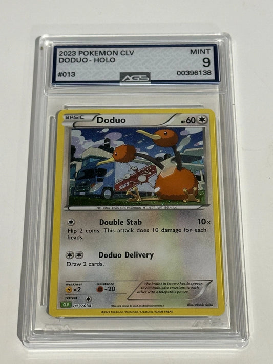 2023 Pokemon CLV Doduo Holo #013 AGS 9 Mint Slabbed
