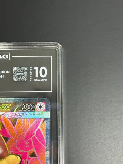 Pokemon Mega Lopunny ex 115/094 Ultra Rare Phantasmal Flames TAG 10 Gem Mint