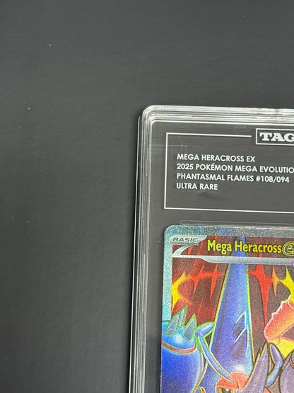 Pokemon Mega Heracross ex 108/094 Ultra Rare Phantasmal Flames TAG 10 Gem Mint