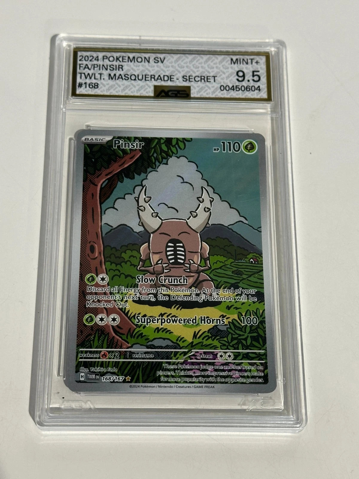 Pokemon Pinsir 168/167 Secret Rare Full Art Twilight Masquerade AGS 9.5 Mint+