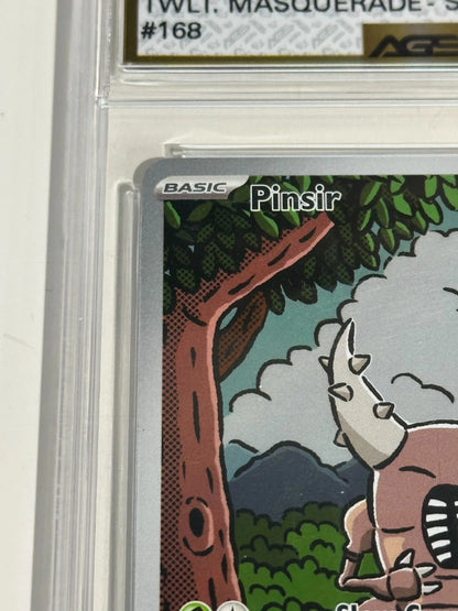 Pokemon Pinsir 168/167 Secret Rare Full Art Twilight Masquerade AGS 9.5 Mint+