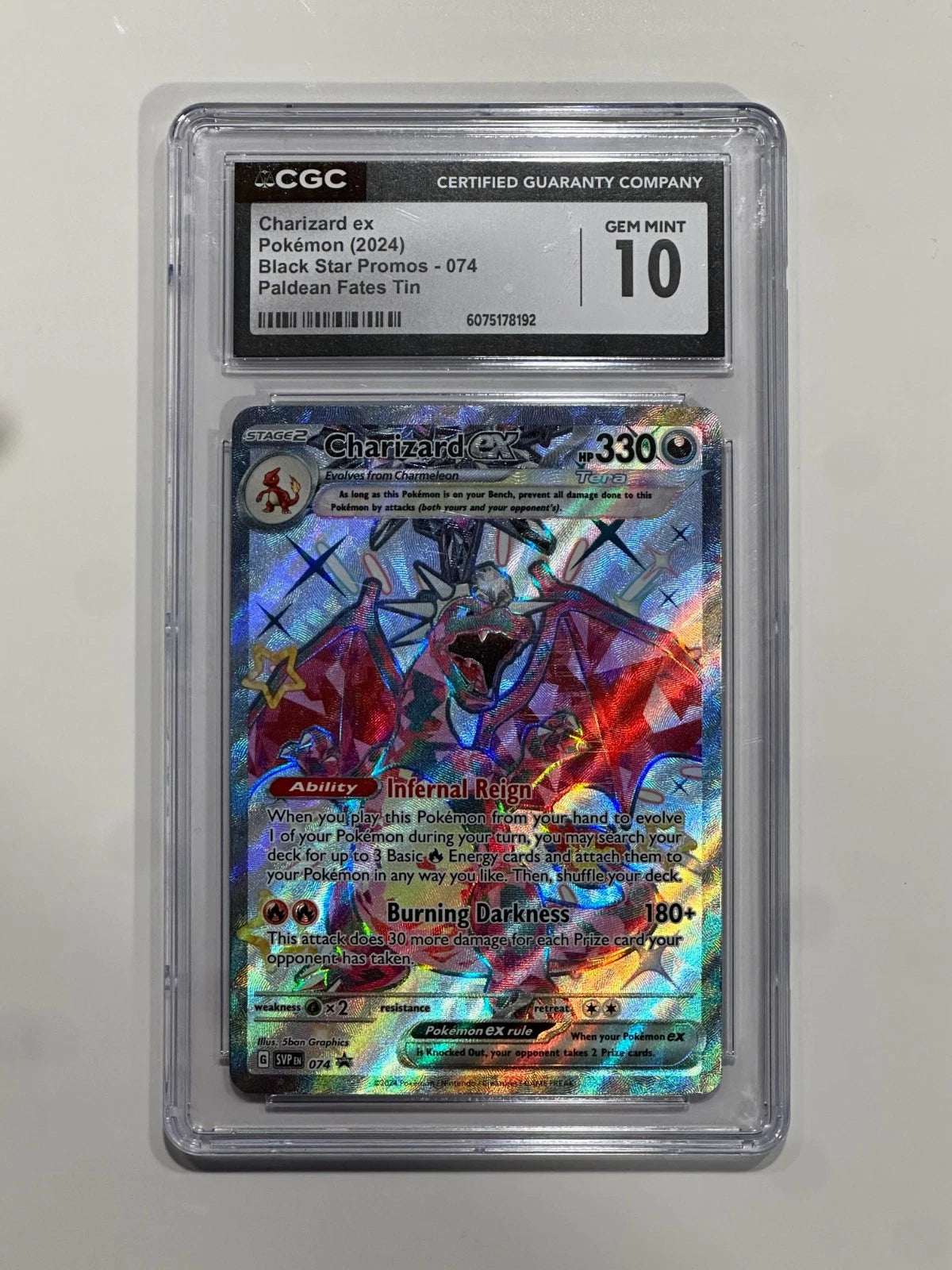 Pokemon Charizard ex SVP 074 Black Star Promo Paldean Fates Tin Holo CGC 10 Gem