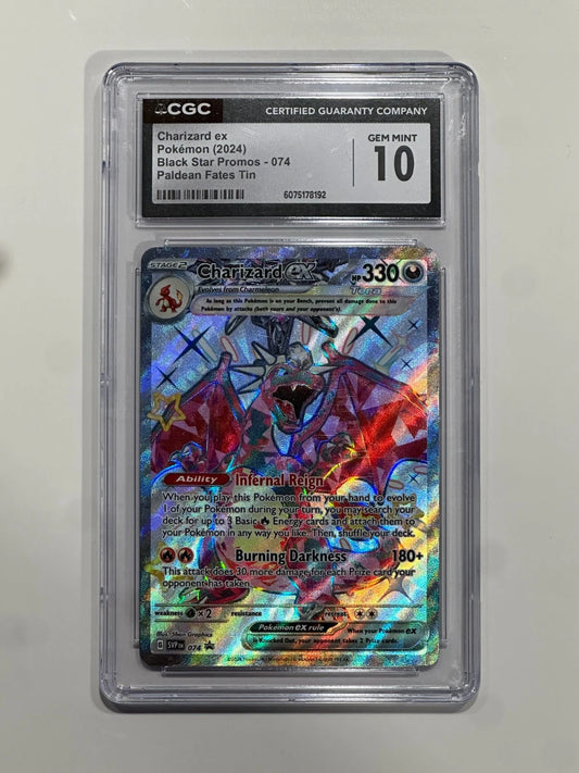Pokemon Charizard ex SVP 074 Black Star Promo Paldean Fates Tin Holo CGC 10 Gem