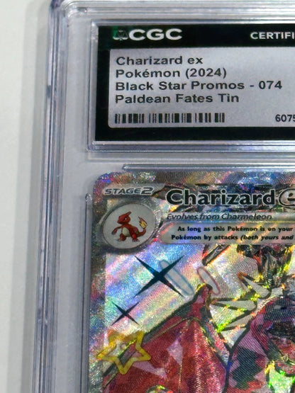 Pokemon Charizard ex SVP 074 Black Star Promo Paldean Fates Tin Holo CGC 10 Gem