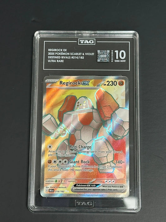 Pokemon Regirock ex 214/182 Ultra Rare Destined Rivals TAG 10 Gem Mint
