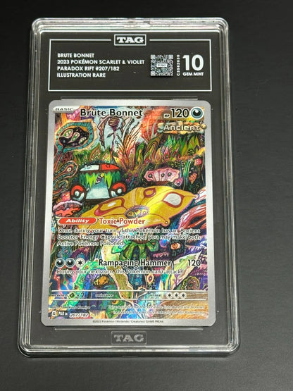 Pokemon Brute Bonnet 207/182 Illustration Rare Paradox Rift TAG 10 Gem Mint