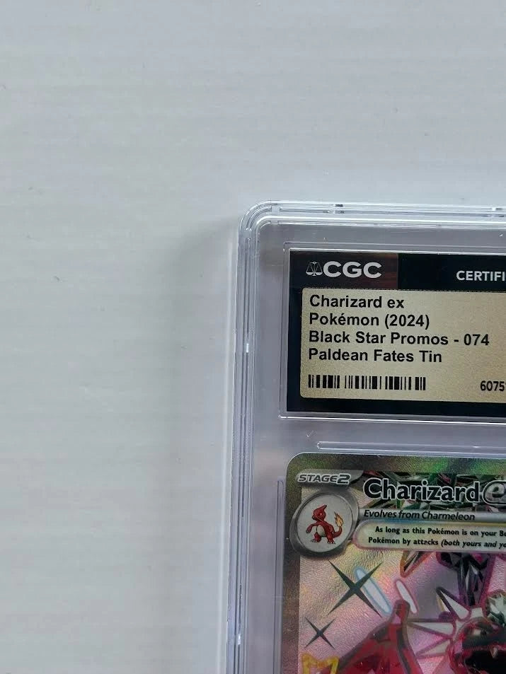 Pokemon Charizard ex 074 Black Star Promo Paldean Fates Tin CGC Pristine 10 Holo