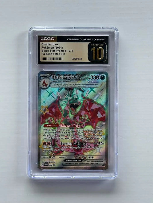 Pokemon Charizard ex 074 Black Star Promo Paldean Fates Tin CGC Pristine 10 Holo