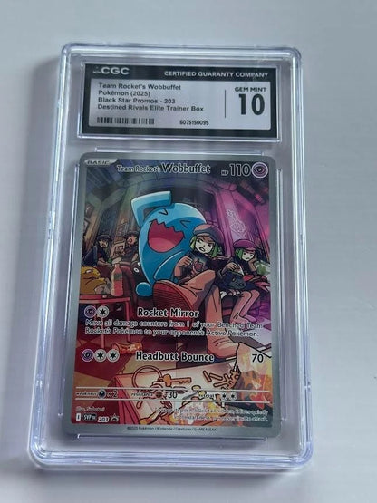 Pokemon Team Rocket’s Wobbuffet 203 Black Star Promo Destined Rivals ETB CGC 10