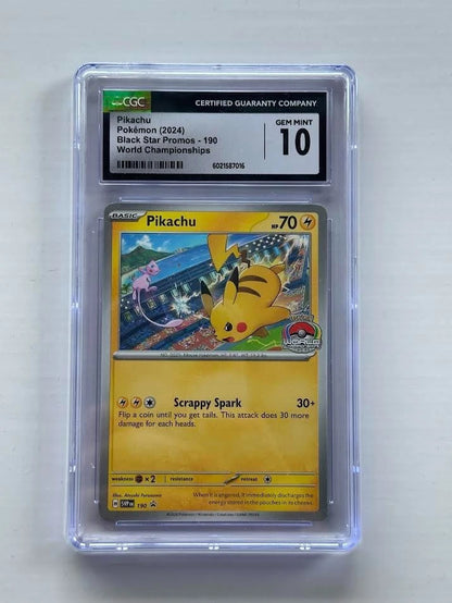 Pokemon Pikachu 190 Black Star Promo World Championships 2024 CGC 10 GEM MINT